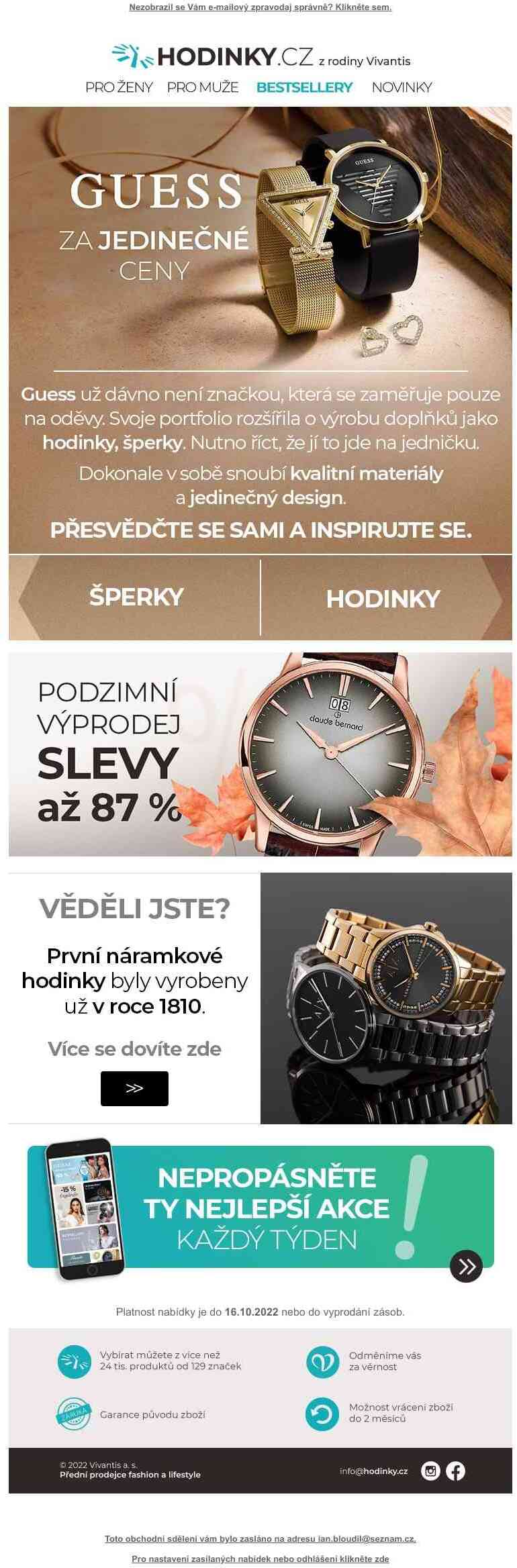 Stylové hodinky a šperky GUESS za jedinečné ceny