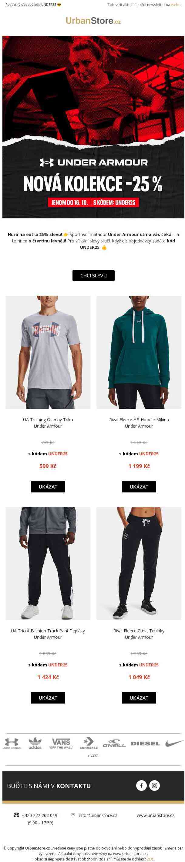 Under Armour – extra 25 %