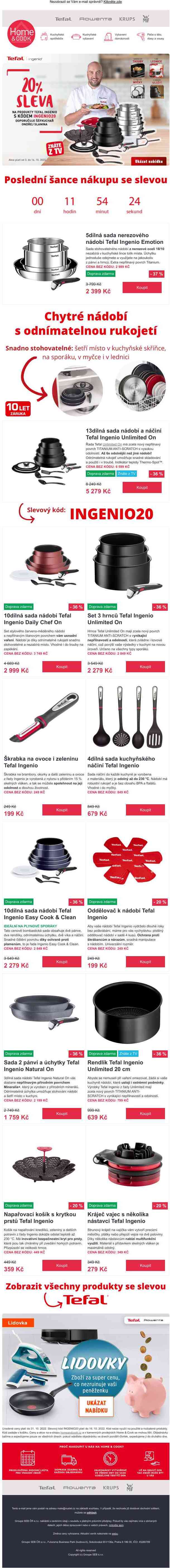 UŽ JEN DNES! ⏰ 20% sleva na Tefal Ingenio