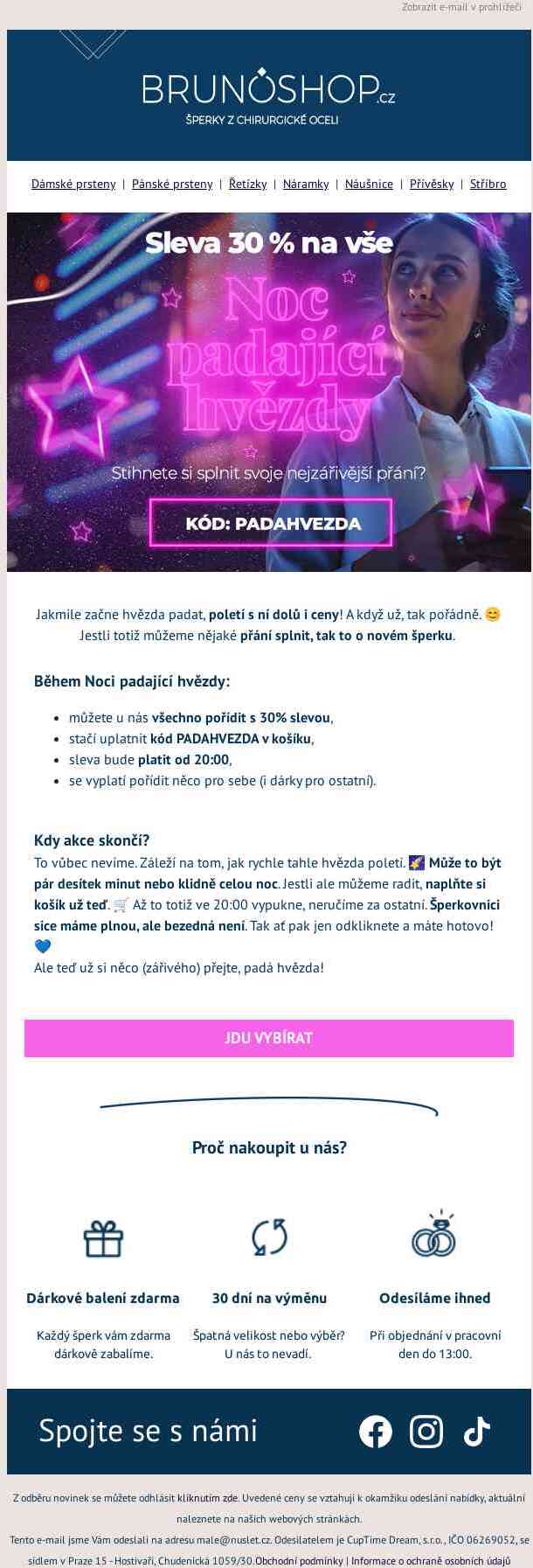 Padá hvězda a taky všechny ceny o 30 % 🌠