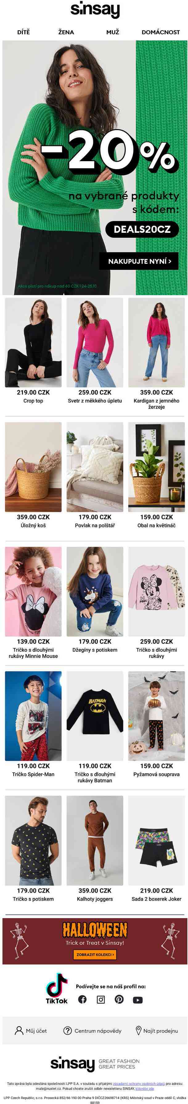 👉 Kód na -20% na vybrané produkty je 👉