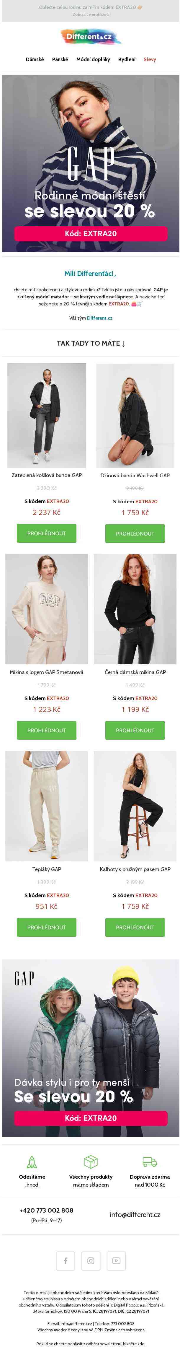 GAP 👉🏼 příjemná rodinná sleva 20 % 👨‍👩‍👦