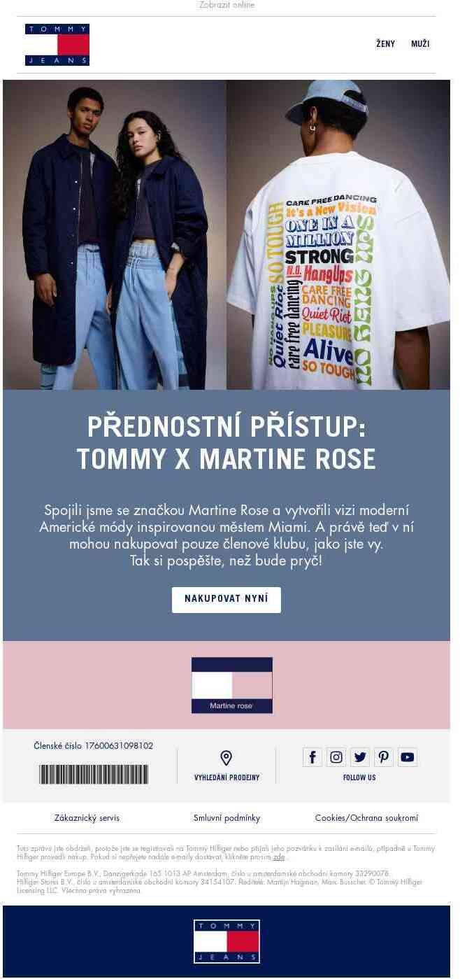 Je to tu: přednostní přístup k Tommy x Martine Rose