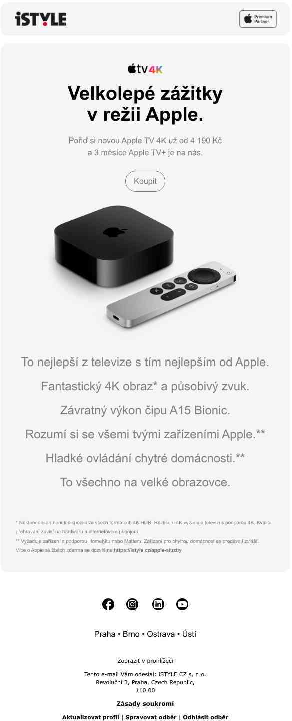 Apple TV 4K nyní v prodeji