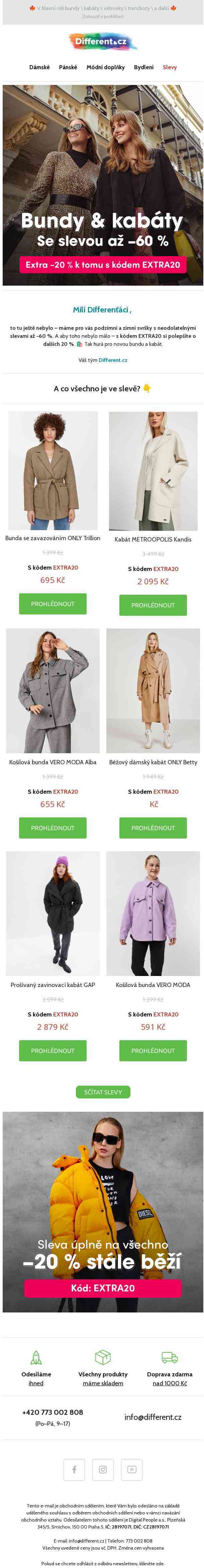 Podzimní svršky 👉 slevy až −60 % + 10 % extra