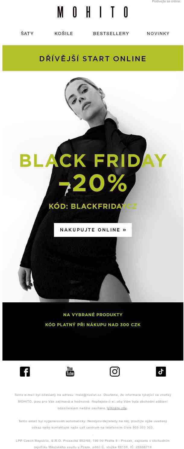 BLACK FRIDAY - DŘÍVĚJŠÍ ZAČÁTEK pouze online! -20 % na vybrané produkty 💚