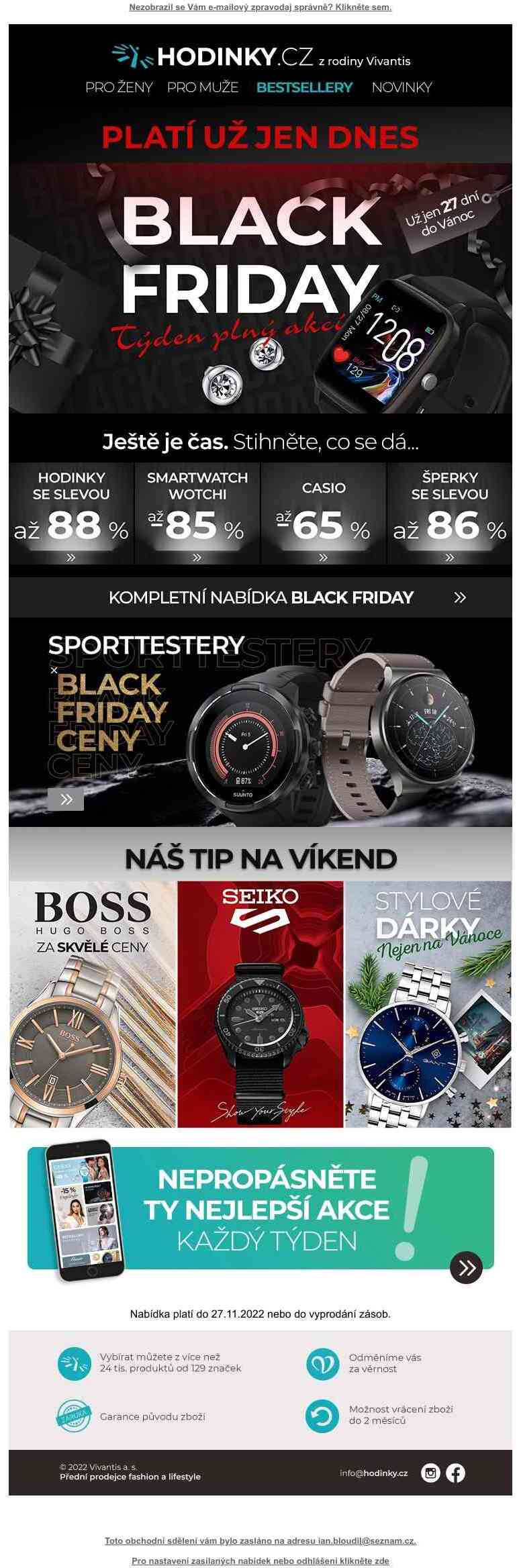 BLACK FRIDAY končí DNES o půlnoci >> Nepropásněte poslední šanci využít jedinečné akce