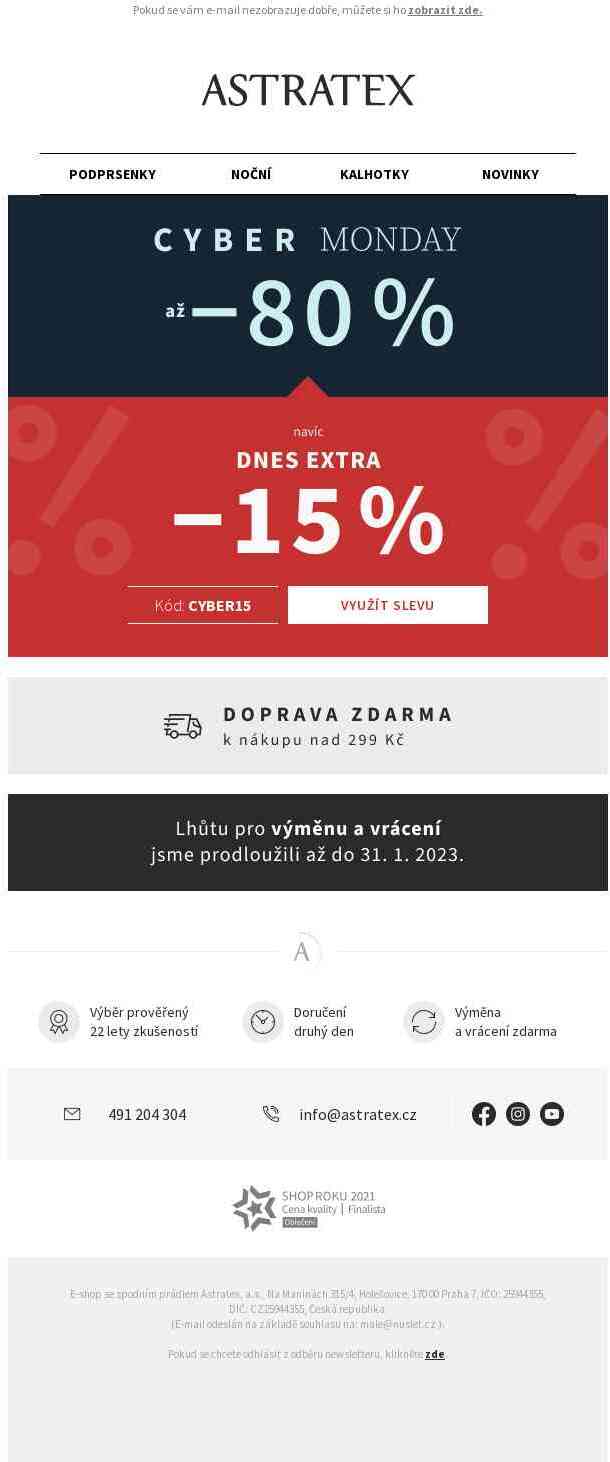 Nákup roku! Extra −15 % platí i na Cyber Monday.