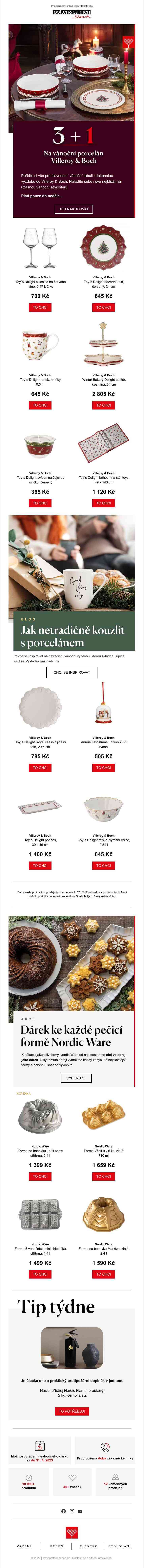 3 + 1 na vánoční porcelán Villeroy & Boch! Platí pouze do neděle.