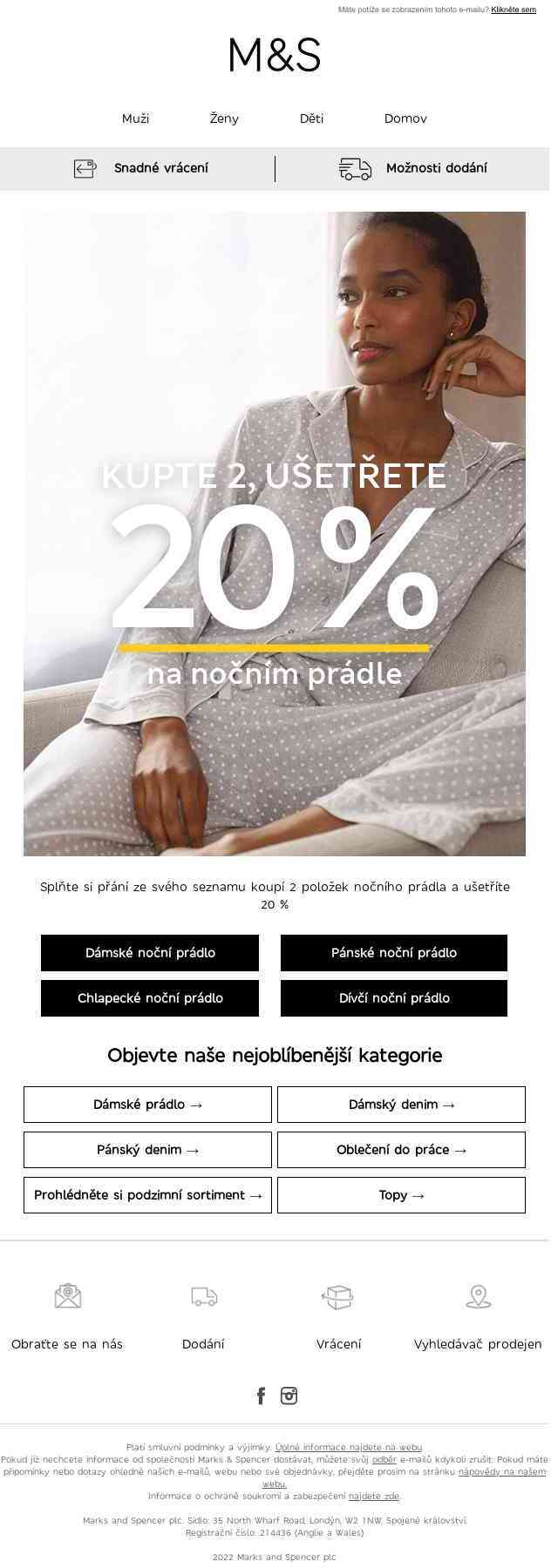 Kupte 2, ušetřete 20 % na nočním prádle