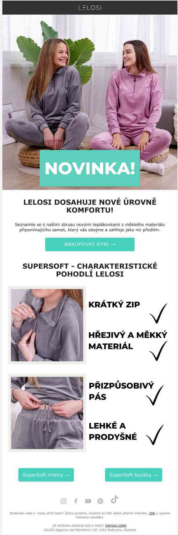 Naprostá NOVINKA: SuperSoft teplákovka!