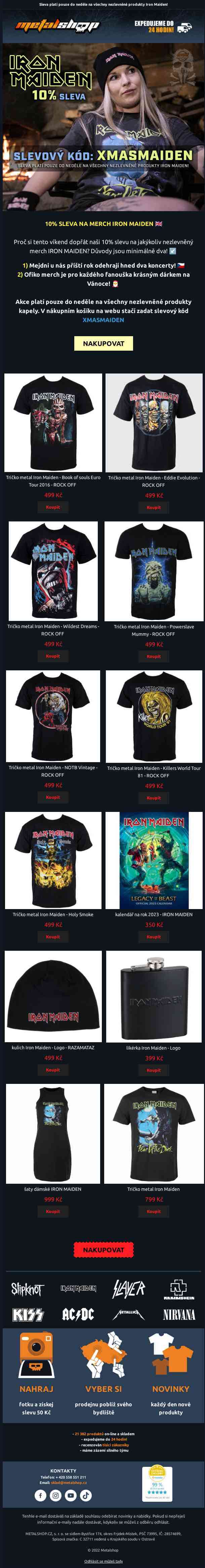 🇬🇧 10% sleva na merch IRON MAIDEN! 🤘