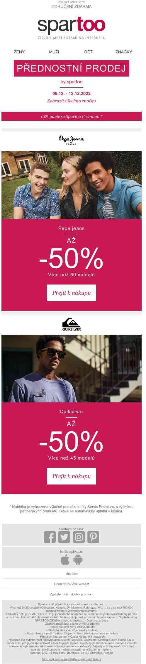 Pouze tento týden! Sleva až -50% na Pepe jeans a Quiksilver s doručením zdarma