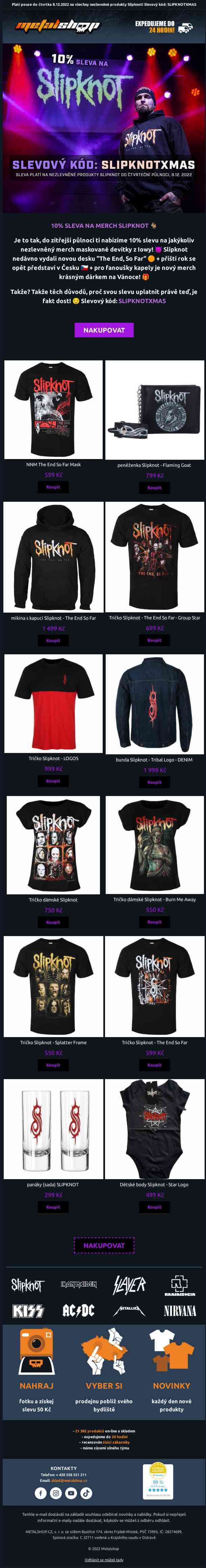 10% sleva na merch SLIPKNOT 👿🔥