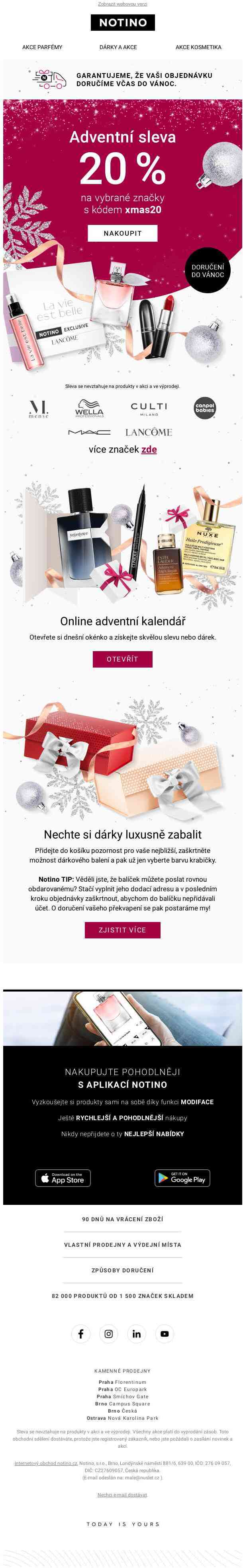 Adventní slevy 20 % na TOP značky.