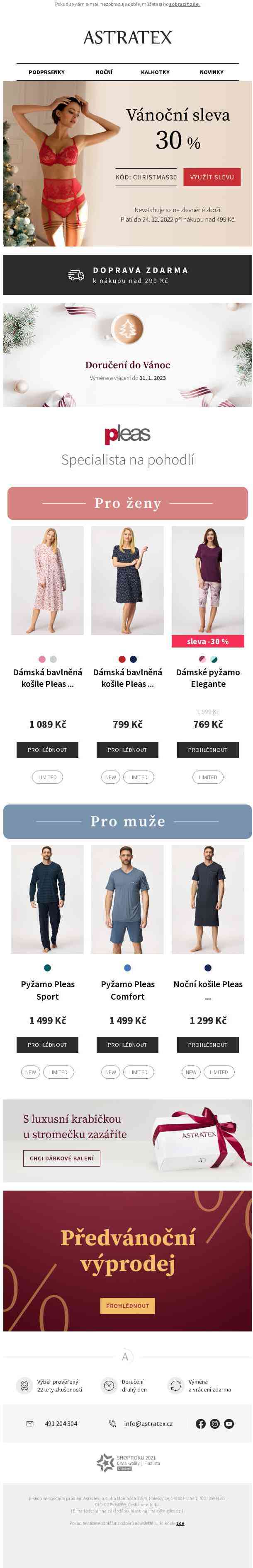 Vánoční sleva 30 % a doprava zdarma.