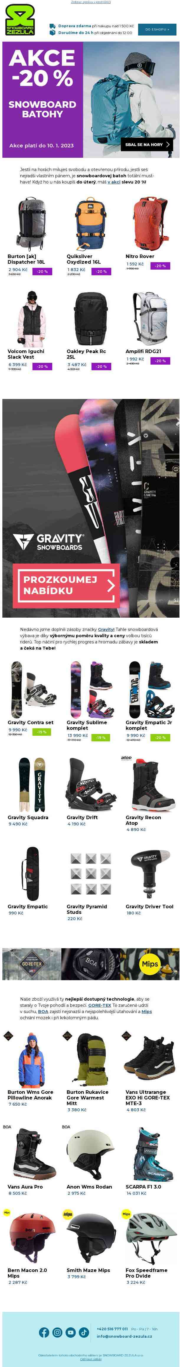 Nabal snowboardovej batoh v akci -20 %