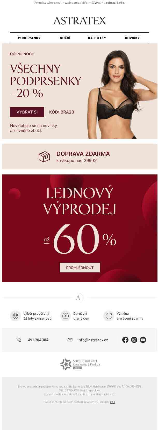 Do půlnoci! ♥️ Podprsenky −20 % a doprava zdarma ♥️