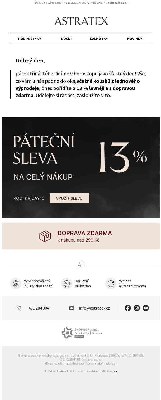 Sleva 13 % na VŠE s dopravou zdarma 🖤 Horoskop na pátek třináctého.