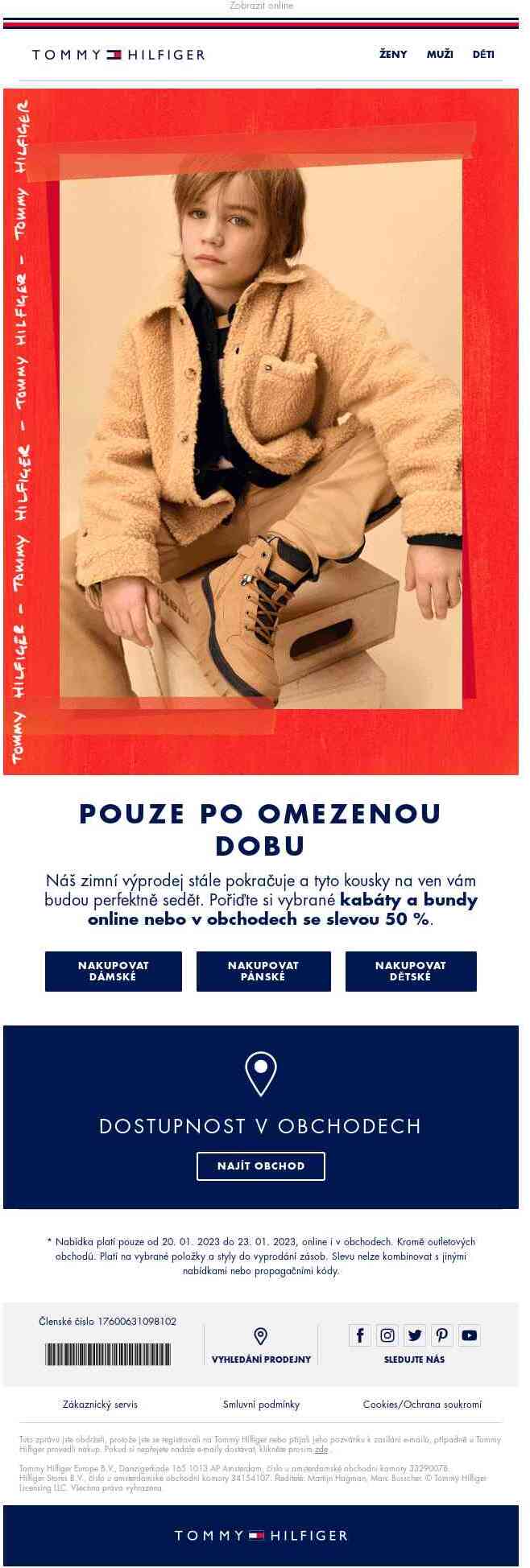 50% sleva na všechny vybrané kabáty a bundy