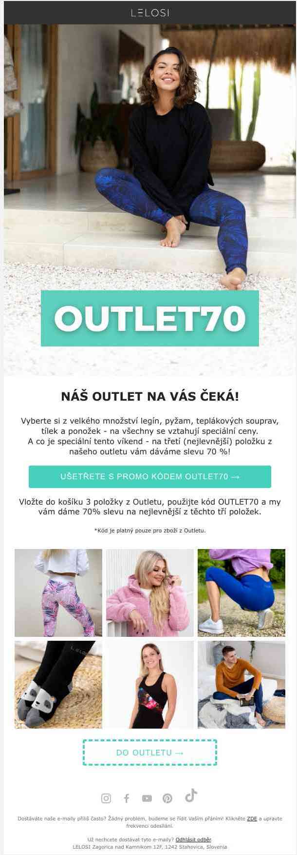 Nezapomeňte: OUTLET70 promo akce
 stále platí!