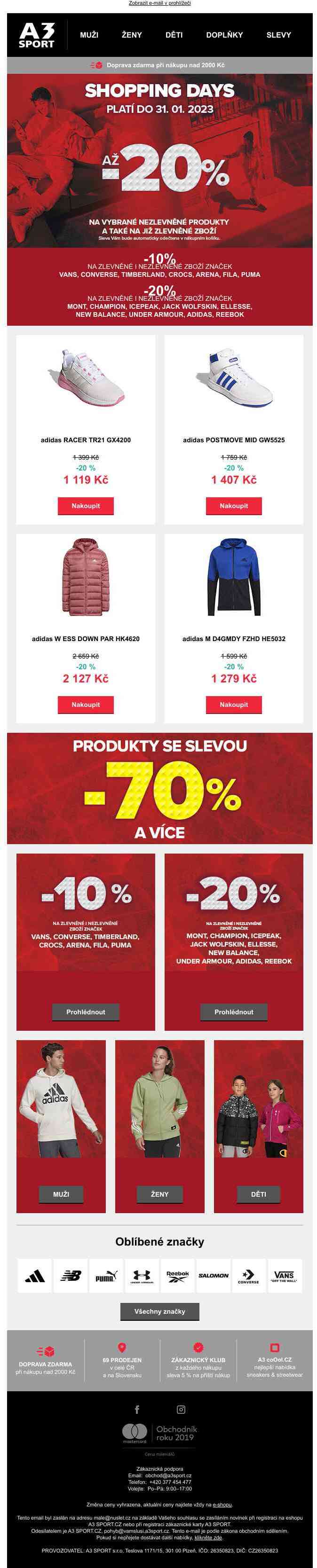 Nakupujte výhodně i v neděli! Sleva 20% navíc!