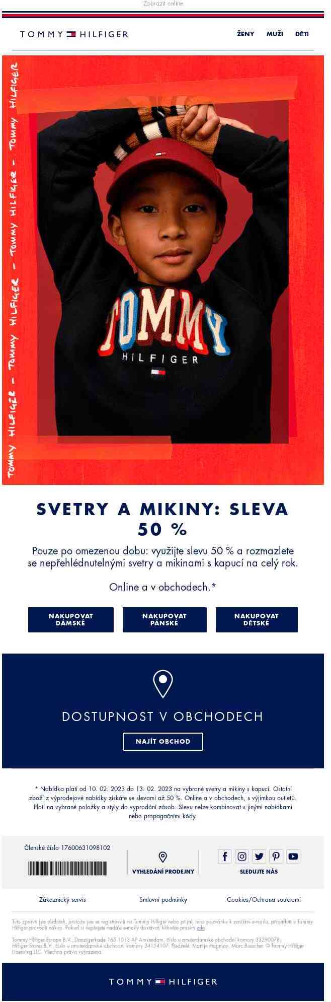 50% sleva na svetry a mikiny s kapucí