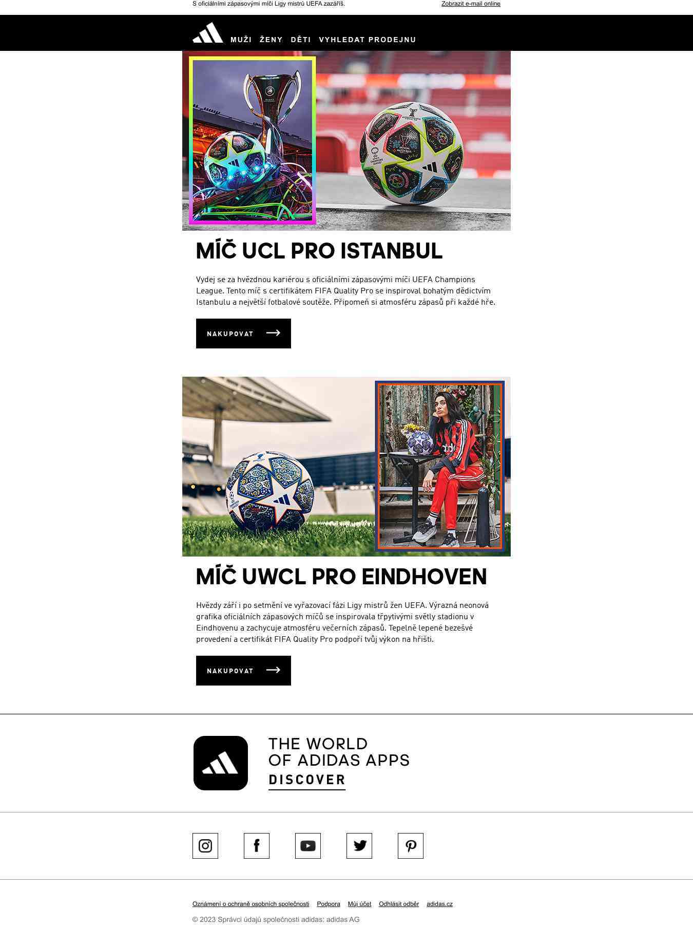 Míče UCL & UWCL pro jsou tady