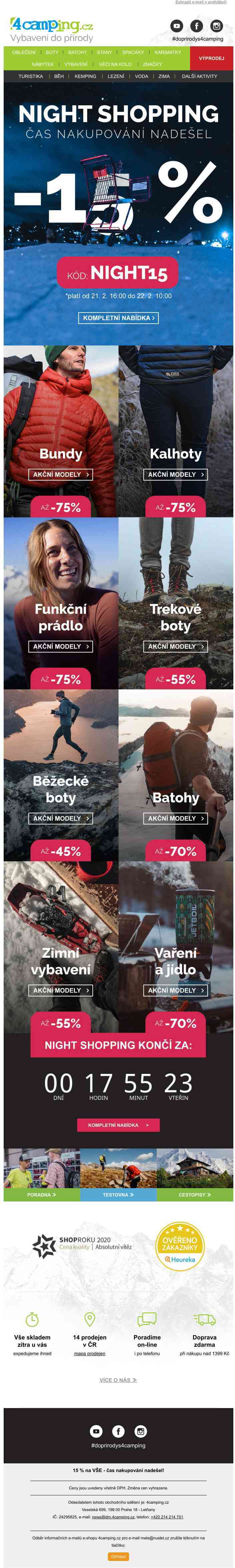 ➡ NIGHT SHOPPING je Váš! S kódem získáte -15 % na vše!