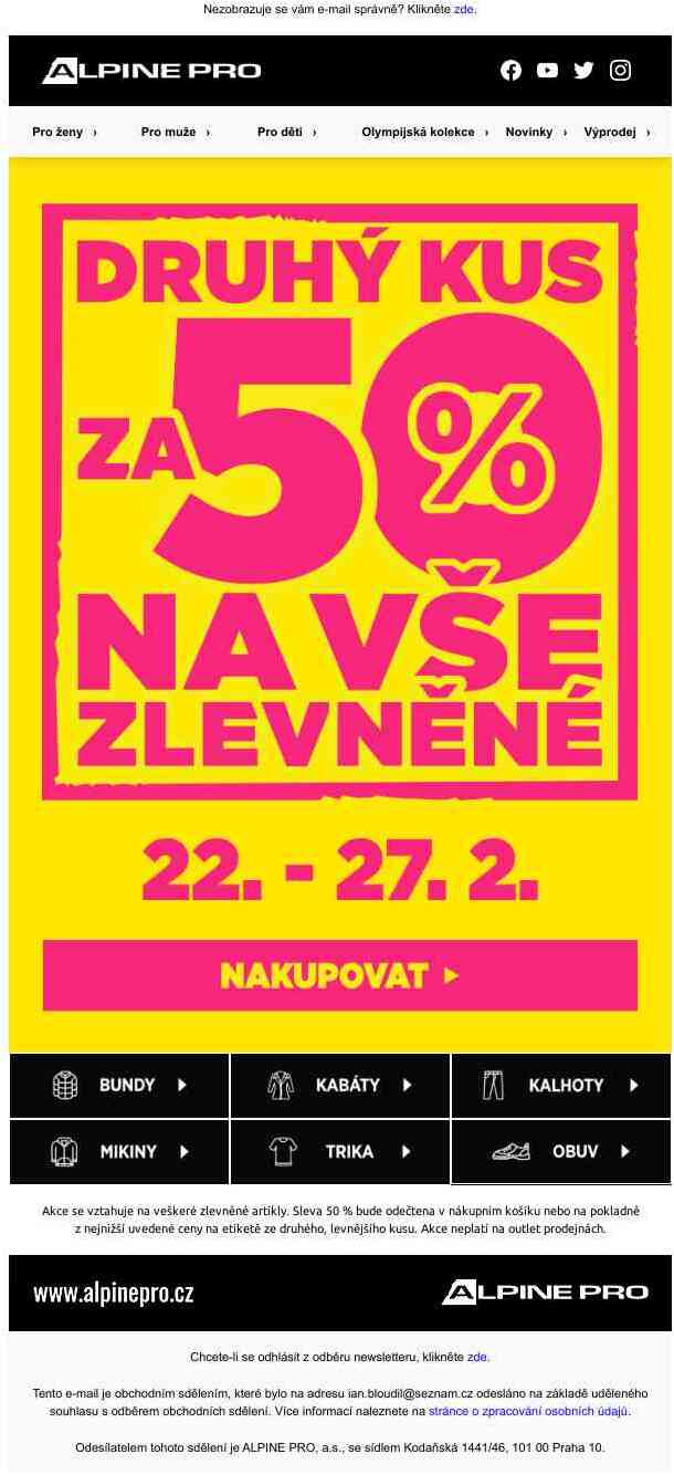 📣Mimořádná akce: druhý kus jen za 50 %