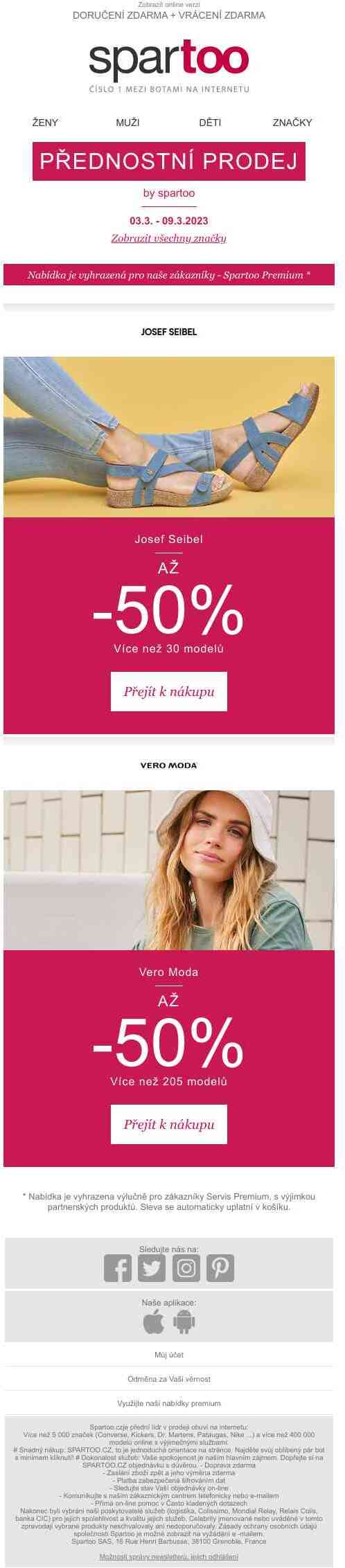 Užívejte si až -50% na Josef Seibel a Vero Moda a doručení zdarma