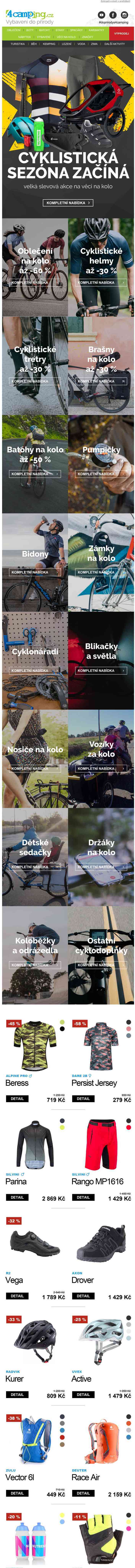 ➡ Cyklistická sezóna začíná - velká slevová akce na věci na kolo