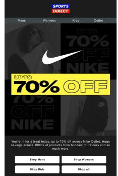 Big savings: Up to 70% off Nike Outlet