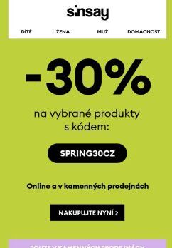 📢 Kód na -30% na vybrané produkty je 👉