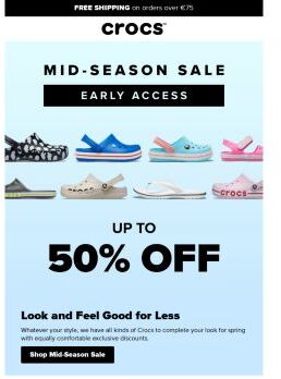 Get early access to the Crocs Mid-Season Sale!