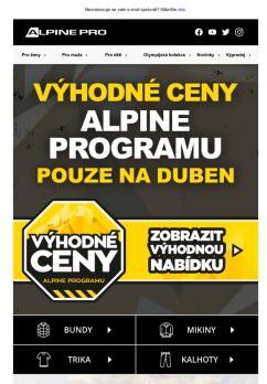 Výhodné ceny ALPINE PROgramu jen na duben