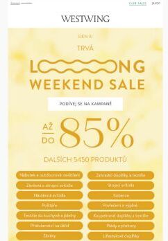 -85% | LOOONG weekend sale stále trvá!