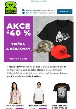 Využij až 40% slevy na trička a kšiltovky v akci!