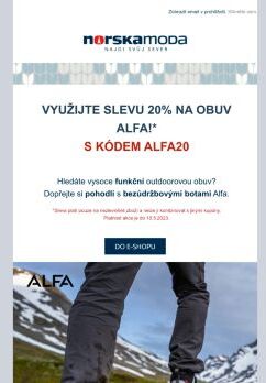 Využijte slevu 20% na obuv Alfa