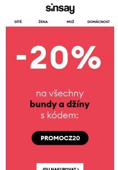 -20% na VŠECHNY džíny a bundy s kódem PROMOCZ20 👖🧥