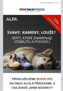 Prodlužujeme slevu 20% na obuv Alfa