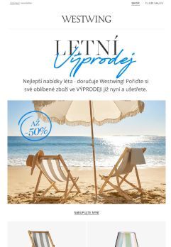 LETNÍ VÝPRODEJ: až -50 % ☀️☀️☀️