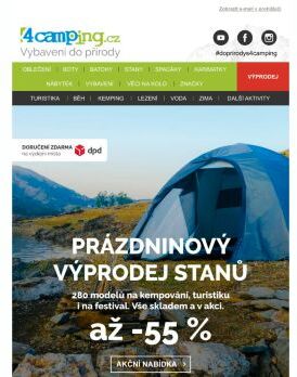 ➡ Prázdninový výprodej stanů - slevy až 55 % + DORUČENÍ ZDARMA na výdejní místa DPD