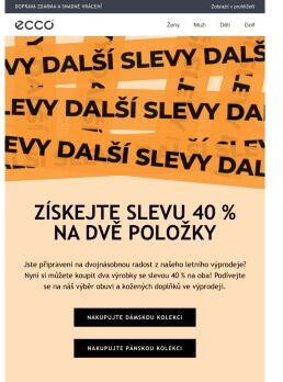 BLESKOVÝ VÝPRODEJ | Při koupi dvou položek získáte slevu 40 %