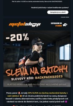 20% SLEVA na batohy pro metalisty 🔥