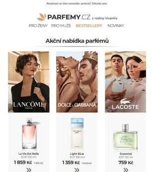 Parfémy Lancôme, Dolce & Gabbana a Lacoste za skvělé ceny ♥