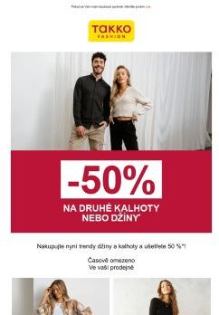 🔥 Zajistěte si 50% slevu na druhé kalhoty nebo džíny!