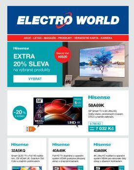 Extra 20 % sleva na vybrané domácí spotřebiče a televize Hisense.