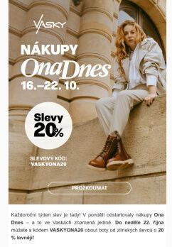 Ona Dnes zlevňuje Vasky o 20 % 🔥