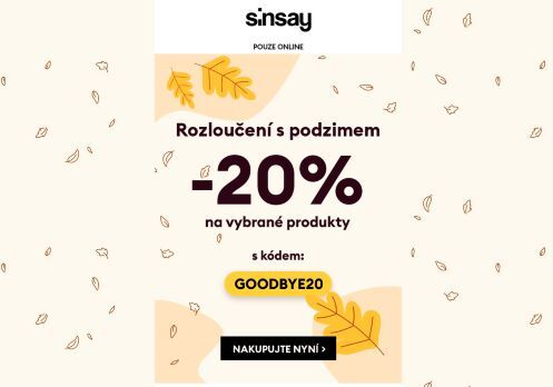 🍂 Rozloučení s podzimem s kódem GOODBYE20 🍃